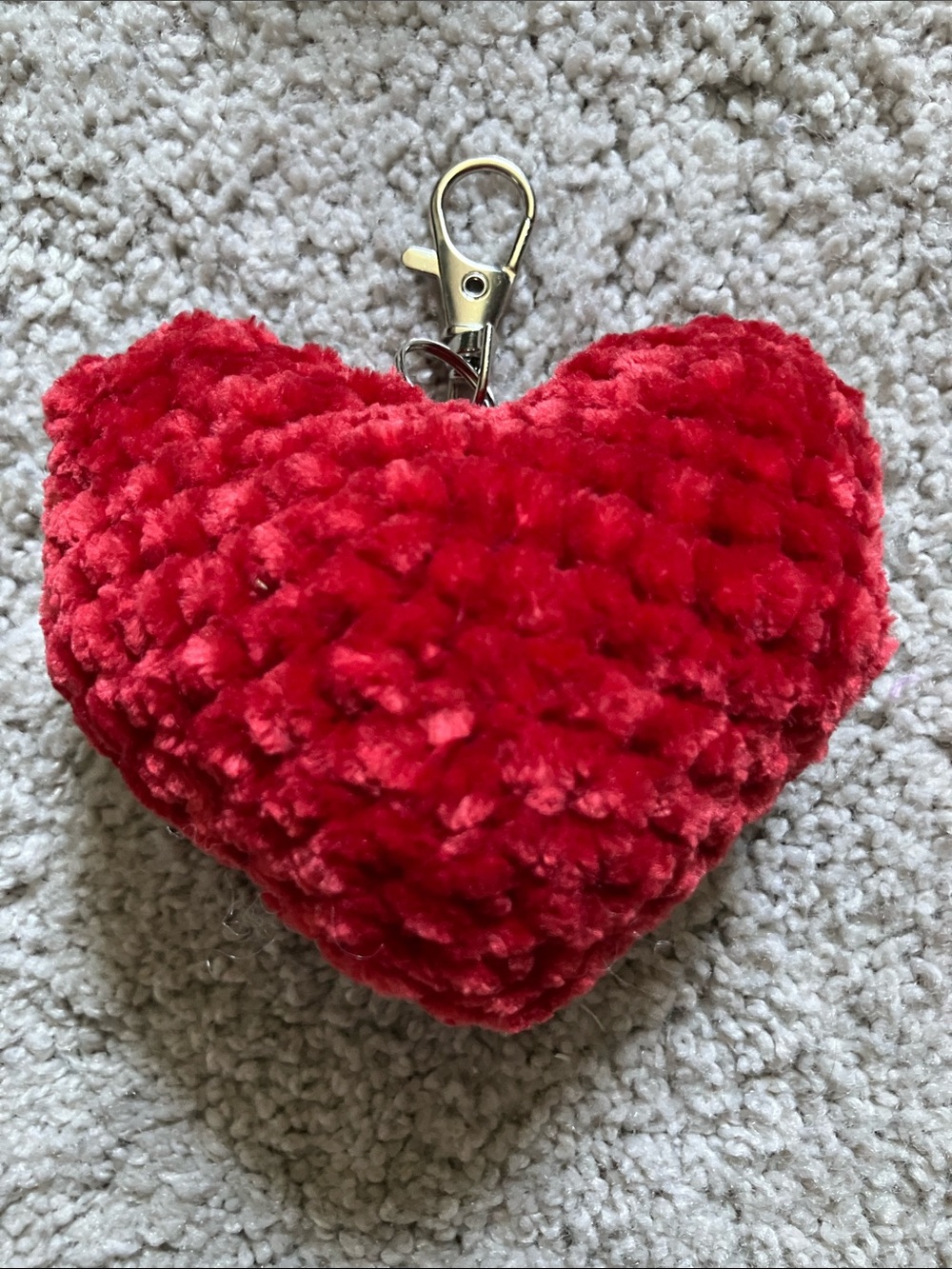 Crochet Heart Keychain Red